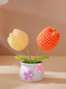 1pc Handmade Crochet Sunflower & Tulip Decor, Suitable For Christmas Party, Home Room, Birthday, Holiday Gift, Celebration - Multicolor - View 15