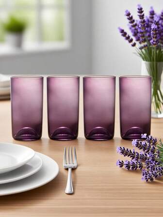 4-Piece Magenta 20oz Sphere-Shaped Drinking Glasses For Entertaining & Everyday Use