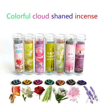 约42支/包 多种颜色香薰云香棒，高品质香薰云香，包含薰衣草、苹果肉桂、玫瑰、柠檬草、茉莉、郁金香、樱花等多种颜色，适合万圣节、圣诞节、情人节、办公室、瑜伽馆等场合，跨境热销商品，支持一件代发