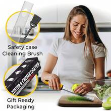 GEROSSI - Rallador de cítricos y queso, acero inoxidable 430, hoja superafilada, trituradora de mano para verduras, frutas, limón, jengibre, ajo, chocolate, especias, rallador con cepillo y tapa - 1 - Ver 3