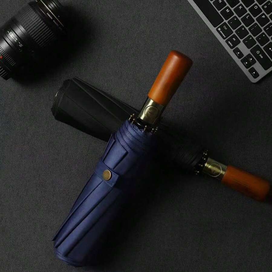 1pc Automatic Open Folding Umbrella, UPF50+ Protection, 32 Steel Ribs Structure, 190T Pongee Fabric, Casual Style, Unisex, Windproof Sunshade Large Umbrella