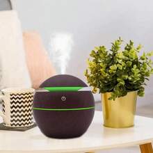 Humidificador Esférico Iluminación LED Difusor Aromas Diseño Zen Natural Purifica Aire Aromaterapia Relajante Decoración Hogar Spa Oficina Presentación Moderna Funcional - Albaricoque - Ver 4