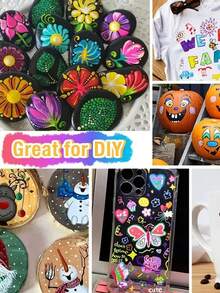 2/12/24 Colores Marcadores de Pintura Acrílica, Bolígrafos para Manualidades y Dibujo de Arte DIY, Marcadores de Pintura a Base de Agua para Pintura y Creación DIY, Aptos para la Mayoría de Superficies Incluyendo Piedra, Vidrio, Huevos de Pascua, Madera, Cerámica y Tela, Inodoros y Lavables, Multicolores, Suministros para Fiestas de Halloween y Navidad