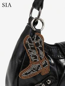 1 geantă de umăr/subraț pentru femei, model vintage Resort Ocean, lucrată manual, cu nucă de cocos, viață marină, imprimeu leopard, cu decor de animale cu mărgele, potrivită pentru întâlniri, ieșiri, vacanțe