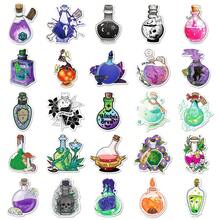 50 piezas Pegatinas de pociones misteriosas de magia oscura con diseños de dibujos animados y graffiti para cuadernos, patinetas