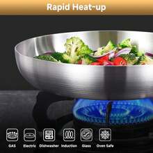 3-Piece Stainless Steel Frying Pan Set, Induction Cooktop & Oven Cookware - Multicolor - View 3