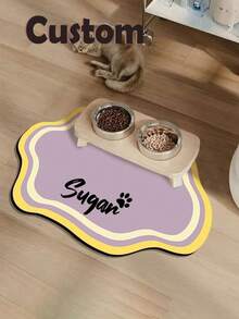 1PC Custom Super Absorbent Dog Food Mat Placemat With Name, Personalized Pet Food Placemat, Personalized Dog Mats Using Pet Name, Personalized Dog Placemat, Custom Dog Bowl Mat, Custom Dog Food Mat Placemat With Name - Made From Thick, Non-Slip, And Water-Absorbing Diatomaceous Earth Material, Making Perfect Gift For Your Pet Cat,