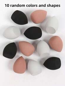 12 piezas de esponjas mezcladoras de maquillaje de colores aleatorios grandes, esponjas de huevo de belleza mixtas para aplicación de líquidos, cremas y polvos, esponjas de maquillaje multicolor para todo tipo de piel, esponjas para polvos y bases libres de látex de doble uso
