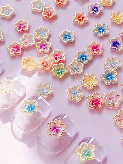 20/50/100 Peças de Acessórios de Unhas com Flor de Cerejeira, Pequenas Flores Coloridas de Resina, Produtos de Unhas com Design de Flor de Relógio Tridimensional Novos, Cores Fofas, Misturados Livremente para Decoração de Unhas de Todas as Estações, Adequados para Várias Decorações de Unhas Femininas, Unhas em Formato de Bico de Pato, Unhas Quadradas, Unhas Curtas Prensadas, Conjunto de Películas de Pressão Acrílica para Unhas, Gemas de Unhas, Ferramentas de Unhas