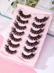 7 Pairs Fluffy Volume Fake Eyelashes With Multi-Layer Thick Cross Imitation Mink Eyelashes 8D