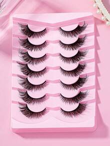 7 Pairs Fluffy Volume Fake Eyelashes With Multi-Layer Thick Cross Imitation Mink Eyelashes 8D