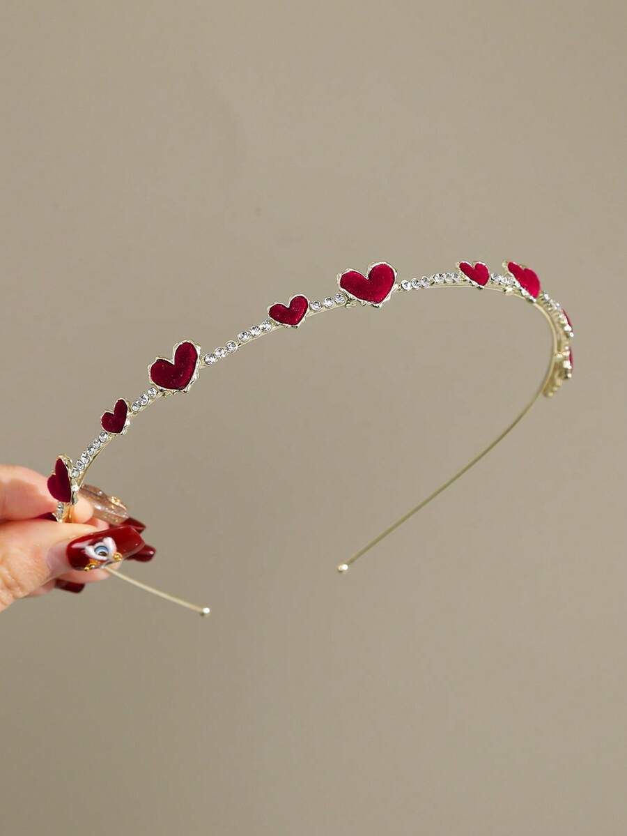 1 chiếc băng đô hình trái tim đính đá thời trang, phụ kiện cài tóc mỏng tối giản bằng hợp kim, phong cách Mori thanh lịch dành cho nữ, băng đô cài tóc, quà tặng phụ kiện làm đẹp tại nhà cho nữ, phụ kiện cài tóc. - Vàng - Xem 1