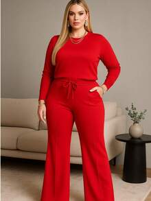 Women Two-Piece Outfits - Red - View 3
