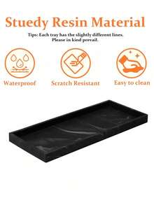 1pc Bathroom Tray, White Marble Rectangular Decorative Tray, Vanity Bathroom Storage Tray, Bathtub, Kitchen Sink, Bathroom Storage Tray