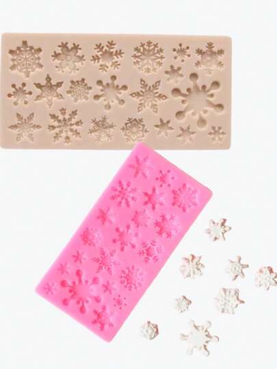 1pc 20-Cavity Snowflake Silicone Mold, DIY Christmas Series Snowflake Shaped Plaster Home Decor Silicone Mold