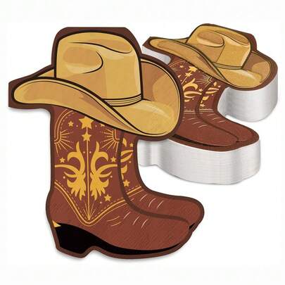 20/40/60pcs Cowboy Napkins Western Cowboy Birthday Party Decorations Western Party Napkins Cowboy Boot Napkins For Western Cowgirl Birthday Party Supplies Decorative Napkins For Wedding Bridal Shower Party Lunch Dinner Table Decor