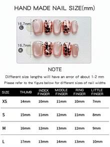 10片手工制作的短梯形美甲贴片，透明粉色底，饰有闪粉、水钻和亮片，简约奢华风格，适合日常佩戴，包含一套美甲贴片。 - 彩色 - 查看 6
