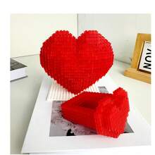 706/782pcs Whole Big Red Heart Creative Building Blocks Set, 3D Red Heart Decor, Can Be Used As Surprise Gift, Birthday/Halloween/Valentine's Day/Christmas/Christmas Eve Holiday Gift