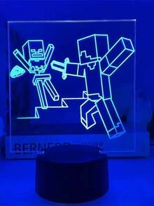 Minecraft Memorial Edition Collectible Series Minecraft Colorful Tone USB Combat Style Square Board, Rechargeable, Suitable For Bedroom Decoration And Relaxation Ornaments, Perfect For Sleep/Christmas And Birthday Gifts, Decorations For Computer Rooms For Teenagers And Adults, Theme Parties.