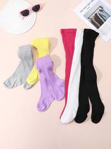 6 Pasang Celana Ketat Anak Perempuan Minimalis Warna Cerah Bergaris Vertikal, Cocok untuk Pemakaian Sehari-hari untuk Anak Usia 0-8 Tahun - MultiWarna - View 7