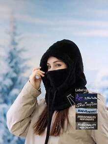 1 chiếc mũ giữ ấm tai và cổ mùa đông có lớp lót giữ nhiệt, mặt nạ trượt tuyết, mũ giữ ấm đầu và cổ bằng vải dệt kim polyester, dành cho cả nam và nữ, nhẹ, nhãn ngẫu nhiên - A - Xem 15