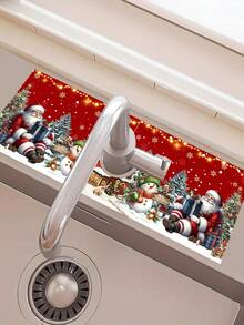 1 件 14*38 厘米圣诞厨房硅藻土垫，带圣诞老人、雪人、侏儒、雪花和麋鹿图案，圣诞装饰水龙头吸水垫，浴室水龙头防溅垫，防潮防滑水龙头垫，厨房台面配件，2025 年家居圣诞装饰礼物 - 彩色 - 查看 9