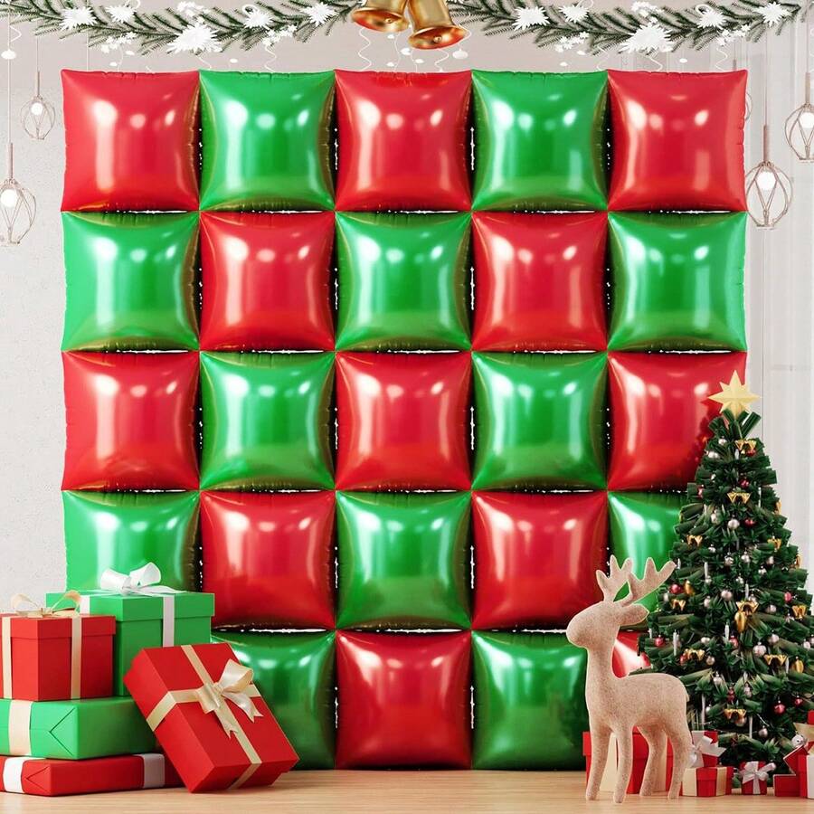 10pcs Christmas Wall Square Foil Balloons New Year Christmas Decorations Party Wall 2026 Decor - Multicolor - View 1