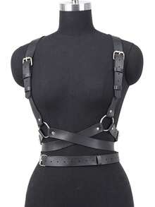 Leather Harness Belt For Women, Fashion Leather Harness Belt Festival Club Wear Harness For Women - Black - View 12