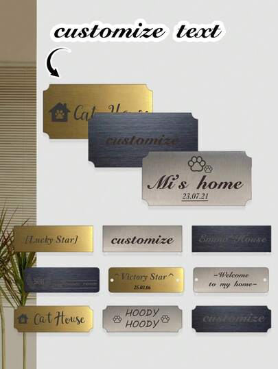 Personalizowane tabliczki z tekstem, personalizowane tabliczki ze stali nierdzewnej, personalizowane tabliczki pamiątkowe, tabliczki nagrobne dla zwierząt, personalizowane tabliczki ścienne, metalowe zawieszki, trzy kolory: srebrny/złoty/czarny, prezenty urodzinowe, na drzwi, do salonu, sypialni, kuchni, na rocznicę, dla chłopaka, dziewczyny, przyjaciół, rodziny, par, prezenty walentynkowe, wielofunkcyjne, ozdobne, wielokrotnego użytku, wykwintne, stylowe, wysokiej jakości, kolorowe, nowoczesne, niestandardowe, spersonalizowane, niepowtarzalne, idealne prezenty dla niego, idealne prezenty dla niej, dla chłopaka, taty, dziewczyny, mamy, rodziny, przyjaciół, herbaciarni, domu, ogrodu, biura, na rocznice, na Walentynki, na Dzień Matki, na urodziny, na Dzień Ojca, na ukończenie szkoły, na ślub, na parapetówkę, przedmioty osobiste