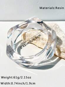 1 件时尚女士树脂手链，简约设计适合日常佩戴和派对（尺寸偏差 3 毫米/0.11 为正常现象） - 多色A - 查看 10