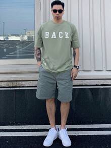 Camiseta de cuello redondo holgada y de ajuste suelto de verano para hombre, con estampado de letras y gráficos