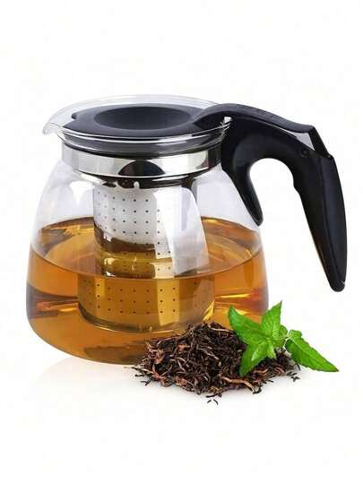 Chaleira De Vidro 900ml Com Infusor de Metal para Chá Bule Retro Cozinha