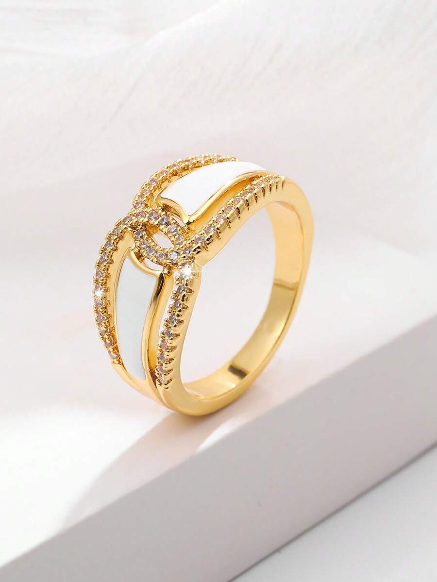 1pc Fashion Copper Zirconia Ring For Women Wear Suitable As A Gift For Friends
