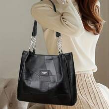 Women Shoulder Bag, Large Capacity Letters Handbag Soft Tote Bag for Casual Daily - Negro - Ver 5