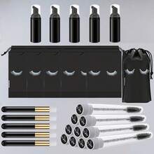 20Pcs Lash Shampoo Bottle Brushes Set, 5pcs Foam Pump Dispenser, 5pcs Nose Pore Deep Cleaning Brush, 5pcs Eyelash Extension Tube Brush, 5Pcs Lash Aftercare Bag For Women, Girls - Multicolor - View 1