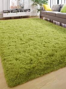 1pc Solid Color Soft & Cozy Shaggy Area Rug, Plush Grass Green Carpet For Living Room/Bedroom, Modern Minimalist Nordic Style Home Decor, Warm & Comfortable Cream Texture Floor Mat, Autumn/Winter Seasonal Gift, Fluffy Christmas/Halloween/Valentine's Day Decoration, Easy Care Living Room/Sofa/Bedside Rug