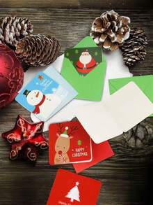 20pcs Mini Christmas Cards & Envelopes, Merry Christmas Assorted Greeting Cards Blank Note Cards Xmas Cards, Ideal For Gift Box Decoration, Winter Holiday Christmas Party Favor Supplies