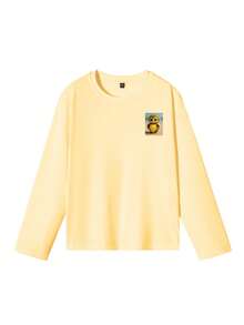 Tween-Jungen T-Shirt mit Rundhalsausschnitt und langen Ärmeln mit Grafikdruck, Herbst-/Winter-Oberteil