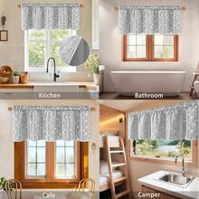 Linen Farmhouse Kitchen Curtains, Double Layered Valances For Windows With Linen And Lace, Rustic Curtains For Bathroom Window, Kitchen, Cafe Curtain 18 Inch Length Rod Pocket, 52 X 18, Grey - Grey52Wx18LPackof1 - View 8