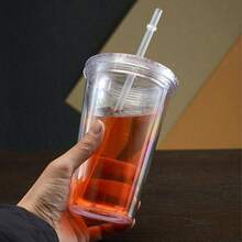 1pc 12 Oz (About 340 G) Sparkler Cup Handmade Rhinestone Set, Built-In Double Plastic Cup With Lid, Straw - Perfect For DIY Custom, Iced Coffee And Wa