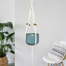 1 Stück Baumwollseil Blumentopf Netztasche, kreative hängende Blumentopf Netztasche, Wanddekoration hängende Korb Pflanzentasche, Heimdekoration Blumentopf hängende Netztasche, ohne Blumentopf