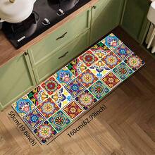 Tapete xadrez vintage de 1 peça, tapete de drenagem de poliéster para cozinha, sala de estar, entrada, varanda, decoração de casa, antiderrapante, adequado para cafeteria, bar, feriado, festa, quarto, banheiro - Multicolorido - Ver 16