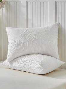 2/3 件白色簇绒纹理涤纶羽绒被套，波西米亚风格破旧别致床上用品套装，适合所有季节使用，现代波西米亚风格，柔软透气，可机洗（1 个羽绒被套 + 1/2 个枕套，无填充物） - 白色 - 查看 5