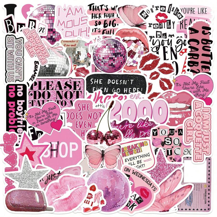 50 张/包 Downtown Y2K Girls 复古浪漫怀旧神秘美学涂鸦贴纸,可爱卡通有趣动漫美学标签贴纸,适用于乐器装饰、剪贴簿、自粘文具、卡片、信封、礼物、派对、奖励、青少年激励 - 橄欖綠 - 查看 1
