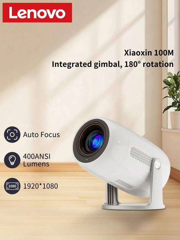 Lenovo Xiaoxin 100M Mini Projector,Android OS & Auto Keystone, Great Gift For Movie Lovers With Portable Design