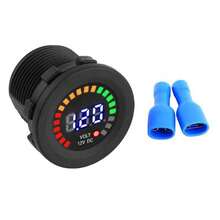 Voltímetro Digital 12V LED para Automóvil, Medidor de Voltaje Automotriz Digital para Auto, Indicador de Voltaje Digital para Coche, Motocicleta, Camión, Barco, RV, Negro - Blanco - Ver 1