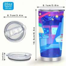 1pc 20 Oz Stainless Cup, Coffee Cups With Lids, Built To Last, Guaranteed, Water Bottle Insulated, Home Office Essential, Cosmic Cascade Chronicles