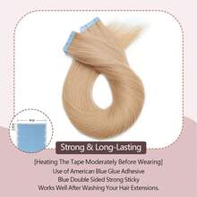 40Pcs/Pack Hair Extensions Tape In Hair Extensions Human Hair Straight Tape In Hair Extensions Blue&White Tape Are Send Randomly 16-26 Inch 20pcs 50g/Pack Real Human Hair Double-Side Tape Hair Extensions For Women - S24 - Xem 4