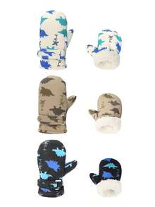 Nuovi guanti da sci per bambini - Tessuto impermeabile e ad asciugatura rapida, imbottitura termica per autunno e inverno, guanti spessi adatti per bambini da 2 a 4 anni, con stampa a cartoni animati