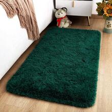 Soft Modern Indoor Shaggy Area Rug For Bedroom Livingroom Dorm Kids Room Home Decorative, Non-Slip Plush Fluffy Furry Fur Rugs Comfy Nursery Accent Floor Carpet 2x3 Feet, Deep Green - 深綠 - 查看 3